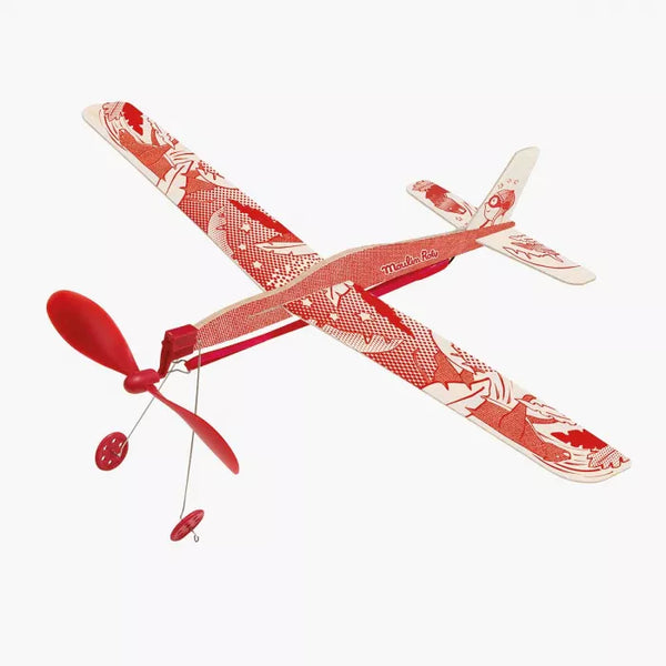 Avion cu elastic - rosu - Moulin Roty