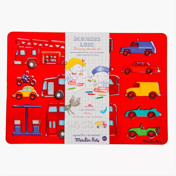 Set de șabloane pentru desen – vehicule - Moulin Roty