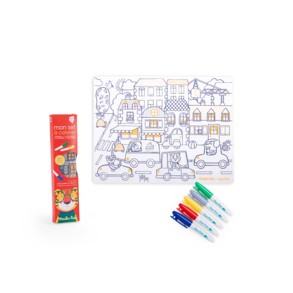 Set din silicon de colorat + 5 carioci - Moulin Roty