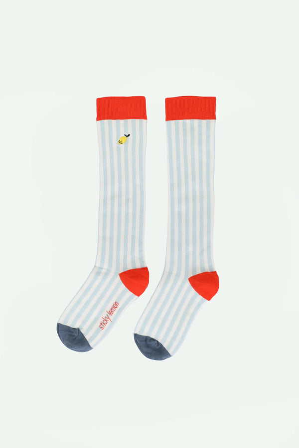 Șosete până la genunchi - dungi - Zissou Blue- Sticky Lemon